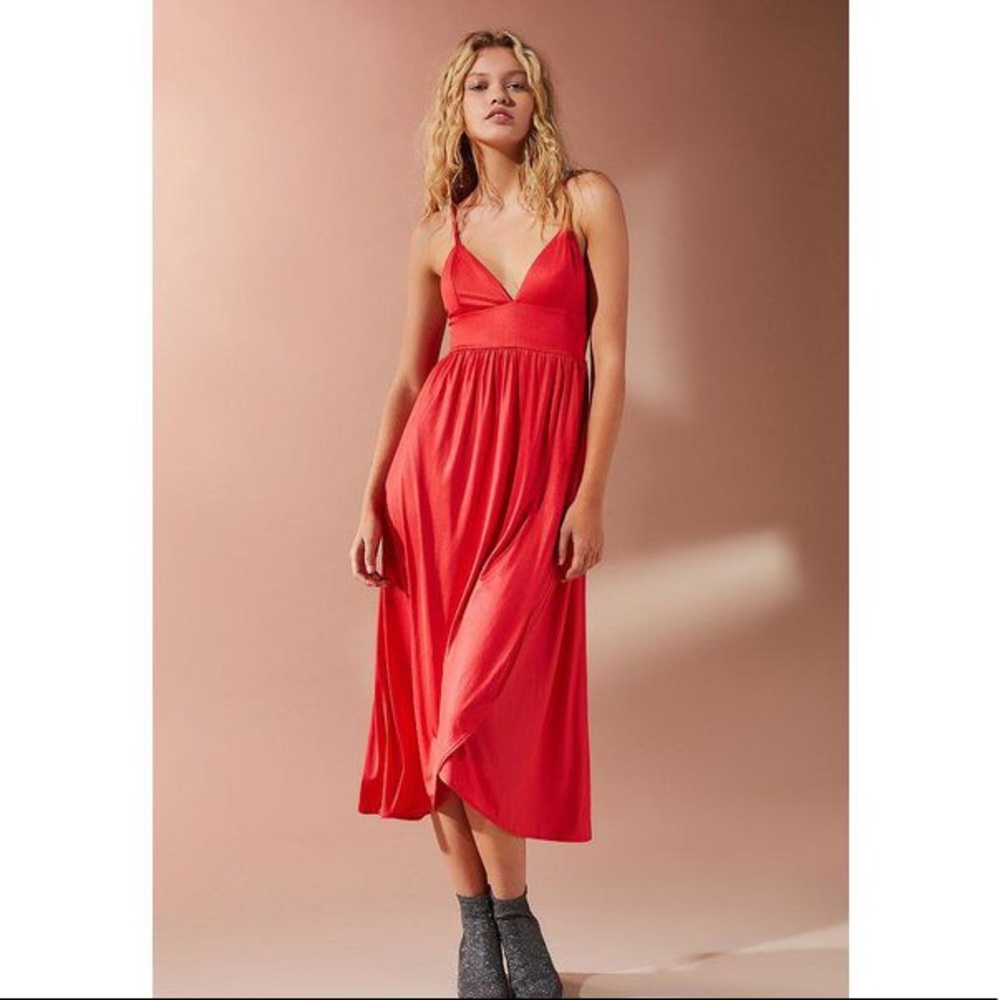 urban outfitters red midi dress